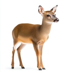 Obraz premium Muntjac Barking Deer Standing Gracefully Against White Background