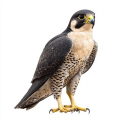 Obraz premium Peregrine Falcon Standing Proudly Against White Background