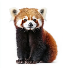 Fototapeta premium Red Panda Relaxing Against A White Background