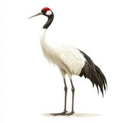 Fototapeta premium Siberian Crane Standing Gracefully on Isolated White Background