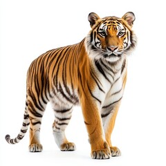 Obraz premium Siberian Tiger Encounter on Isolated White Background