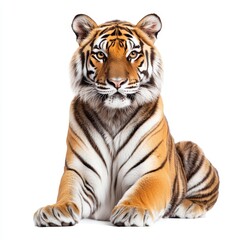 Siberian Tiger Relaxing on White Background