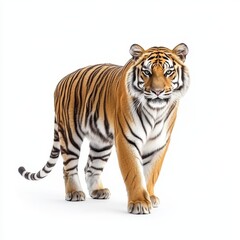 Obraz premium Siberian Tiger Isolated on White Background in a Natural Stance