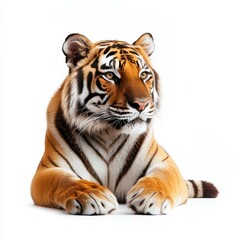 Fototapeta premium Siberian Tiger Posing Gracefully on White Background
