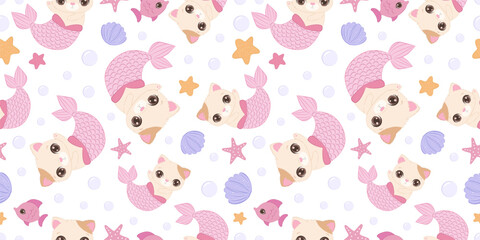 Cute baby animals seamless pattern