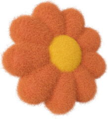 3D groovy wool flower in cartoon style