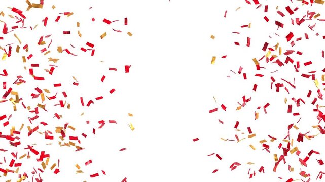 red and gold confetti explosion on white background for christmas - 3D rendering