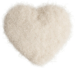 3D groovy wool white heart in cartoon style