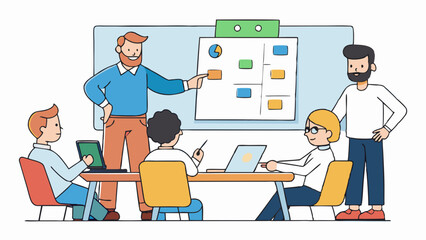 scrum board meeting business team planning tasks vector illustrator