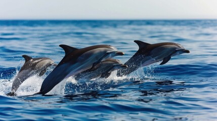 Dolphins Leaping in Ocean Waters
