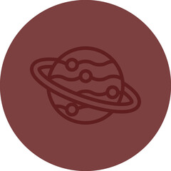 Planet Vector Line Maroon Circle Maroon