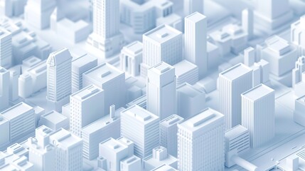 3d illustration map of the white city on white design street town buildings modern urban houses and skyscrapers. 