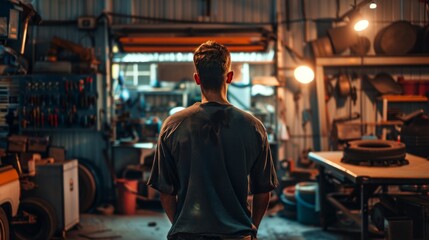 Fototapeta premium Mechanic garage background generative ai