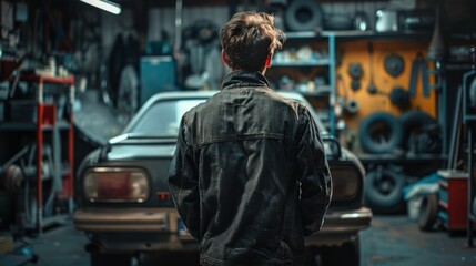 Obraz premium Mechanic garage background generative ai