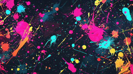 Abstract splatter paint pattern in neon colors