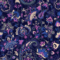 Paisley Garden. Seamless pattern in oriental style with decorative elements in paisley style.