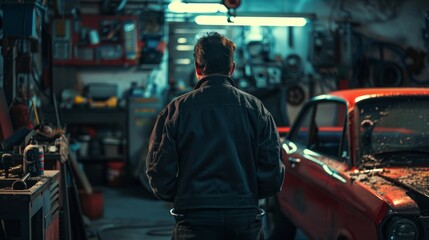 Fototapeta premium Mechanic garage background generative ai