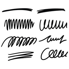 Obraz premium Hand drawn doodle set of underlines on white background.
