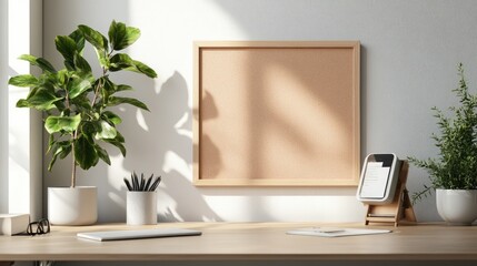 Fototapeta premium Minimalist Workspace Notice Board Mockup | Notice Board Mockup | Mockup