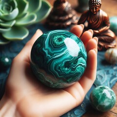 193 46 Malachite Sphere a polished sphere made of malachite beli