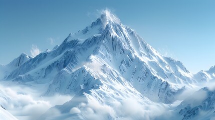 Obraz premium Majestic Snow-Capped Mountain Peak Reaching Towards the Clear Blue Sky