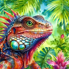 Obraz premium watercolor komodo dragon 3