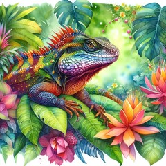 Obraz premium watercolor komodo dragon 2