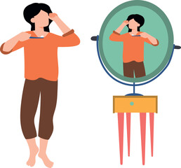 The girl is brushing her teeth.