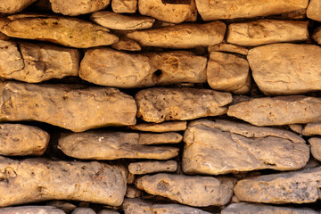 Close-up of a portion of the stone wall of the stone cabin at Point Beach State Forest, Two Rivers, Wisconsin