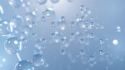 afloqualone molecular structure 3d, gabaergic drug, structural chemical formula view from a microscope