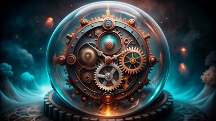 Intriguing Transparent Clock Gears Mechanism in Motion