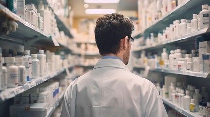 Fototapeta premium Pharmacist pharmacy background generative ai