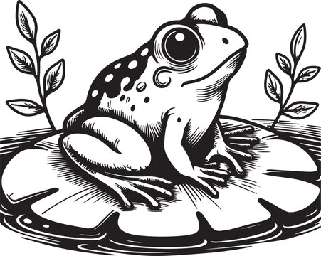 recommend clip art: A beautiful frog line art svg design