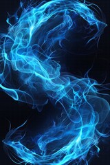 Obraz premium sharp photo of abstract blue fire flames, light plasma effect rings, and graphic elements isolated