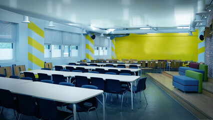 Versatile Spaces, Classrooms, Cafeterias, Offices, and Rest Areas