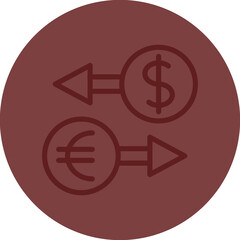 Money Exchange Vector Line Maroon Circle Maroon