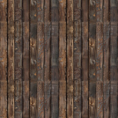 Seamless wooden texture. Dark rustic planks, tileable wood background