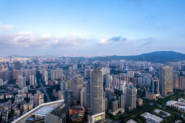Aerial panoramic view of Guangzhou city center skyline