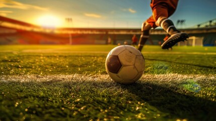 Naklejka premium Player in position to take a free kick generative ai
