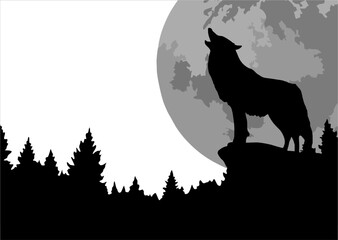 wolf howling at the moon, wolf silhouette