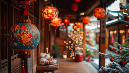 traditional Japanese Christmas street decorations	