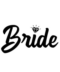 Bride wedding typography design on plain white transparent isolated background for card, shirt, hoodie, sweatshirt, apparel, tag, mug, icon, poster or badge