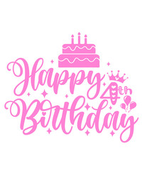 Happy 4th Birthday typography design on plain white transparent isolated background for card, shirt, hoodie, sweatshirt, apparel, tag, mug, icon, poster or badge