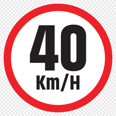 Speed limit sign 40 km h icon . vector illustration. eps 10