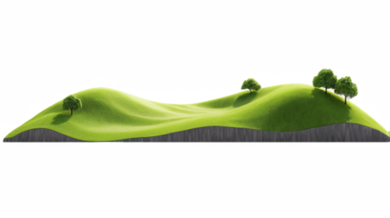 Green hills lanscape isolated on transparent background