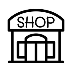 Shop building icon in thin line style vector illustration graphic design