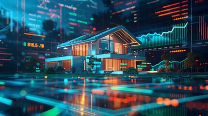 Obraz premium Holographic Financial Landscape