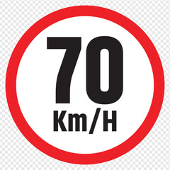 Speed limit sign 70 km h icon . vector illustration. eps 10