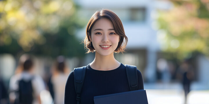微笑む日本人の女子大学生