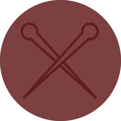 Knitting Needles Vector Line Maroon Circle Maroon